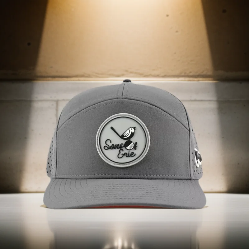 

BSCI Custom High Quality 7 Panel PVC Patch Logo Sport Snapback Cap Waterproof Laser Cut Hole Perforated Hat Golf Baseball Caps