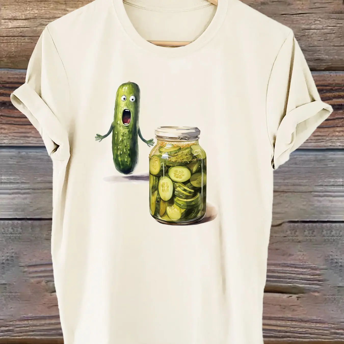

Plus - Size Women's Funny Pickle Graphic Tee, Cream - Colored Short - Sleeve T - shirt