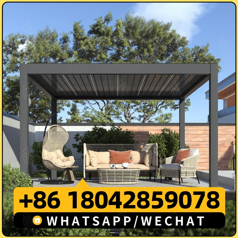 Winter Garden Modern 3x3m Aluminum Pergola Sunshade for Patios Rot and Rodent Proof Pressure Treated Wood Nature Type