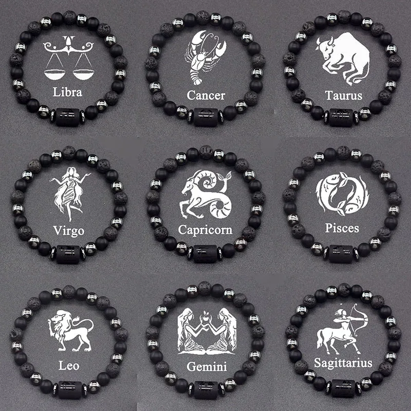 12 Zodiac Sign Bracelets for Men Constellation Jewelry for Women Taurus Capricorn Pisces Signs Bracelet Birthday Gift Wholesale