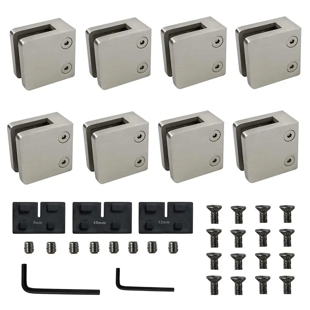 Heavy Duty Stainless Steel 316 Glass Clips Clamp Kit Rubber Gaskets Pack