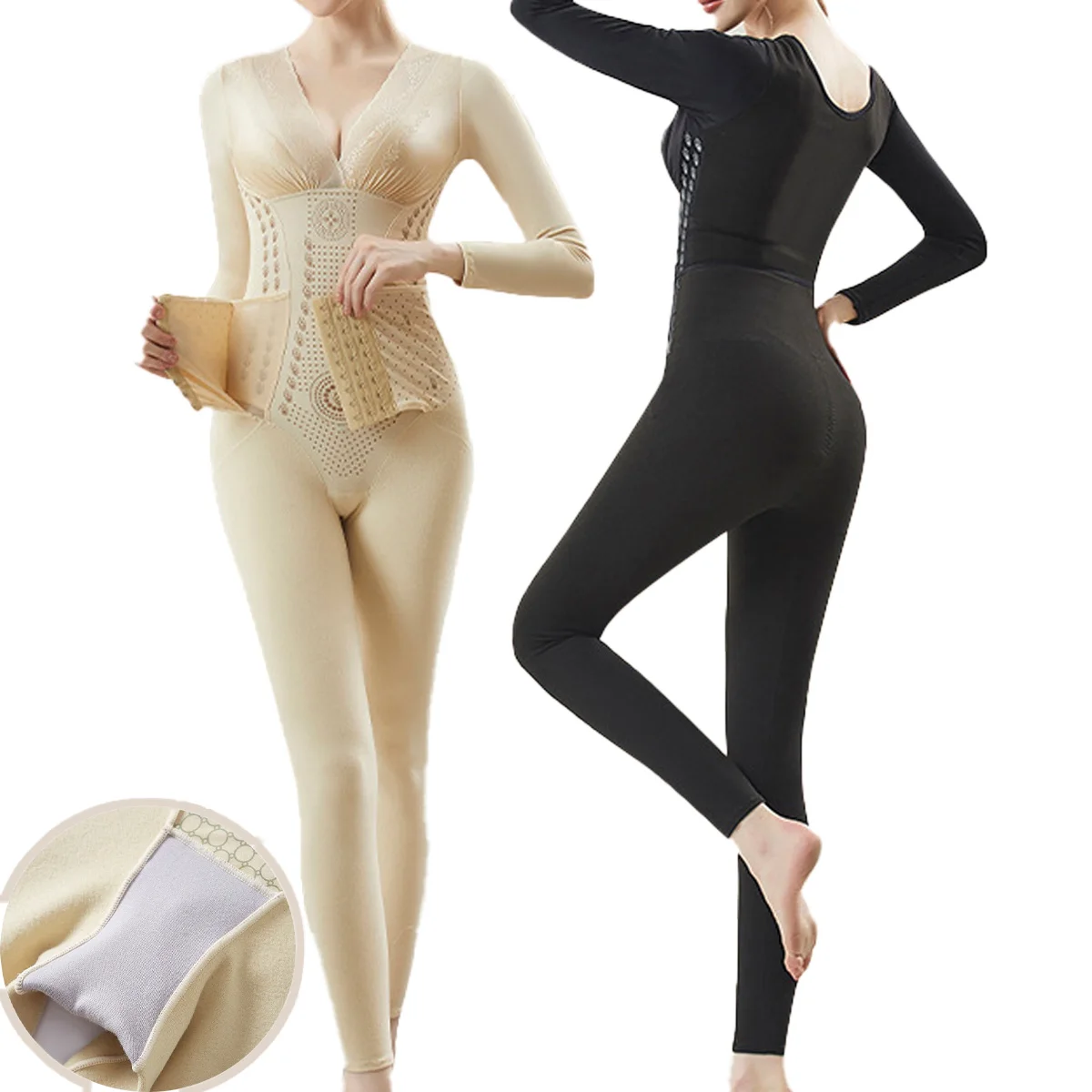 1 piece with a one-piece Shapewear Long sleeve trousers Shapewear waist Lift body suit Spring and Autumn long shapewear onesie