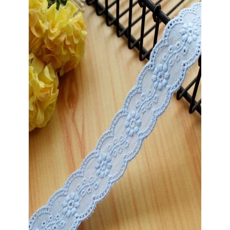 Embroidery Flower Hollow Cotton Cloth Lace Trim, Fabric Clothes Cuffs, Skirt Hem Accessories, 5Yard, 2.7cm Wide