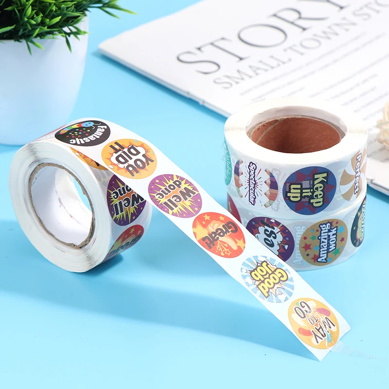500pcs “good job" reward sticker 8 designs cartoon words sticker good for kids