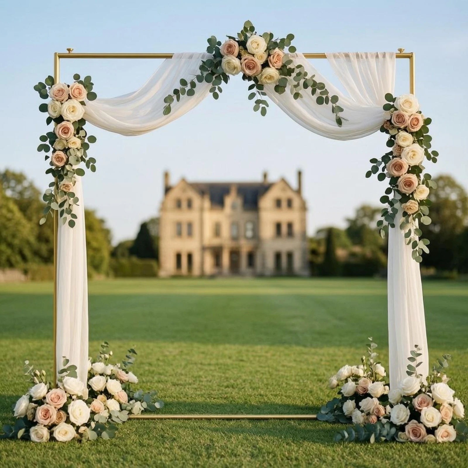 Square Backdrop Frame Event Display Metal Backdrop Stand Freestanding Frame Sturdy Gold Balloon Arch Stands for Parties, Events - view 6
