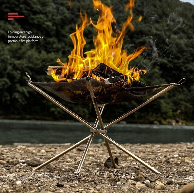 

Outdoor camping picnic utensils foldable mesh storage portable barbecue grill heating stove campfire rack hiking four seasons