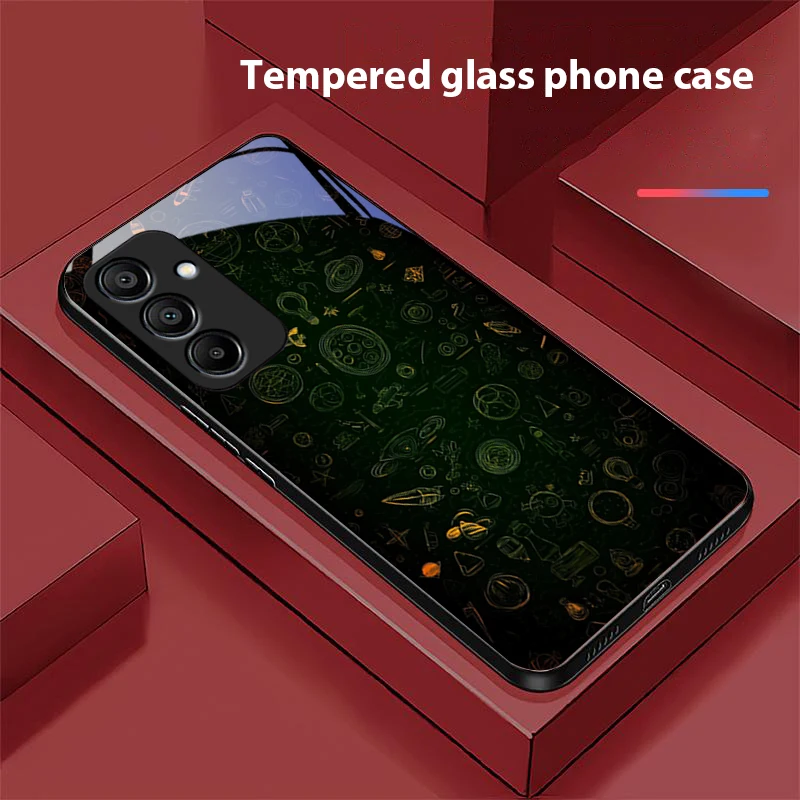 Dream Space Black Green For Samsung Galaxy A15 5G 54 4G 51 50 24 35 90 71 12 51 53 52S 80 22 34 Black Tempered Glass Phone Case