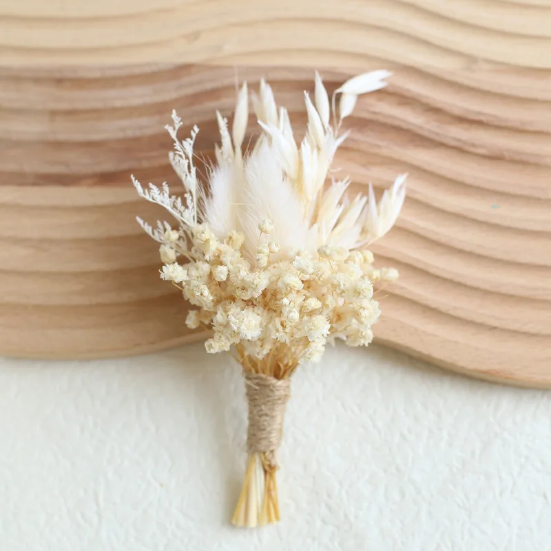 5'' Mini Boho Dried Baby's Breath Flower Bouquet 6PCS Eternal Floral for Valentine's Day Gift Teacher's Day Present Party Favor view 4