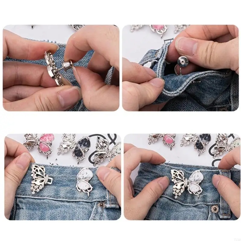 72XE 3PCS Bướm rỗng thắt lưng thắt lưng Pin Fitness cho quần jean lỏng lẻo