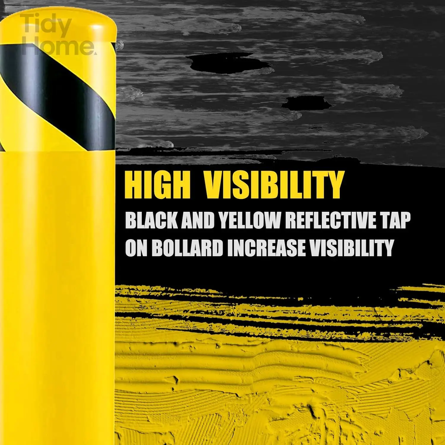 Safety Bollard Post, 36 Inch Height, 4.5 Inch Diameter, Yellow Coated Safety Parking Barrier Post, for Traffic Sensitive Areas
