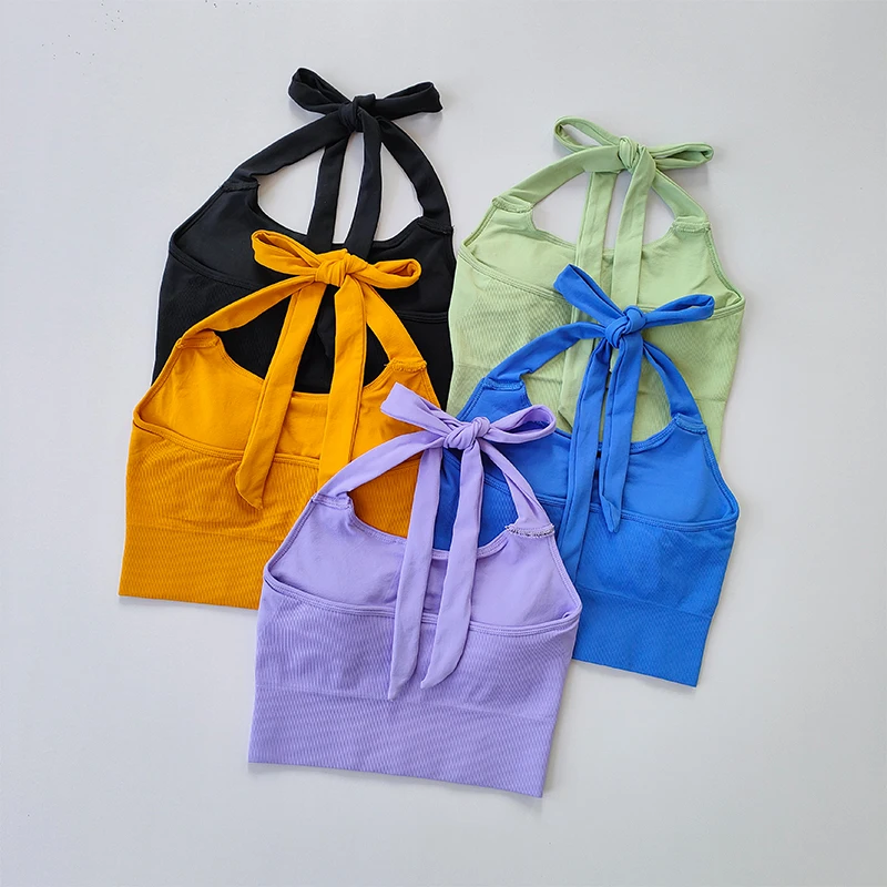 

Summer Sexy Neck Hanging Strapless Sports Bra Women's Fashion Quick Drying Yoga Bra Under Wear Clothing Crop Top