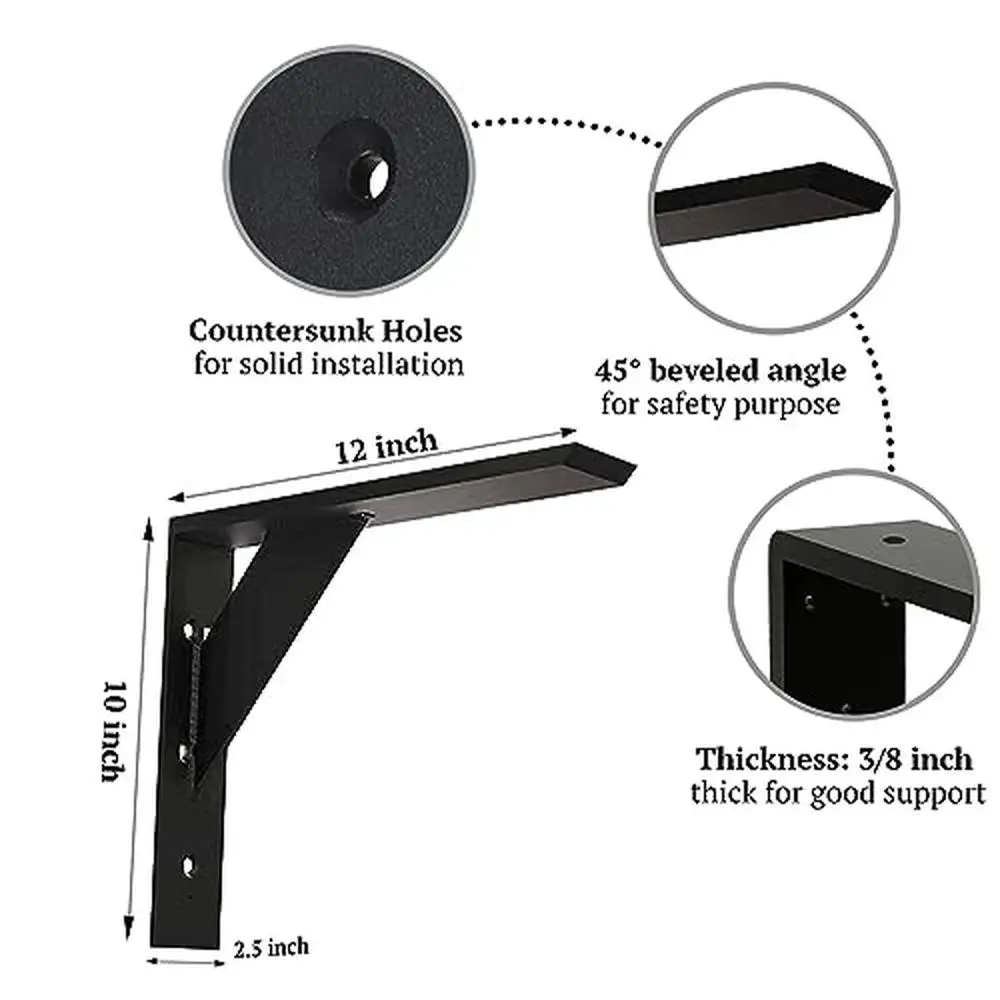 Heavy Duty Countertop Support Bracket 14 Inch 2 Pack 3/8