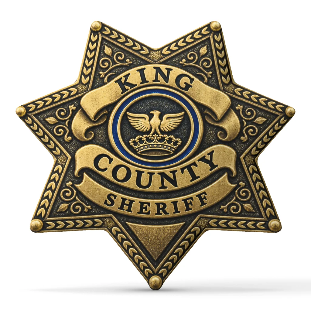 King County Sheriff Badge Star Shaped Stuffed Throw Pillow Law Enforcement Cushion Home Decor Gift for Deputy Office Sofa
