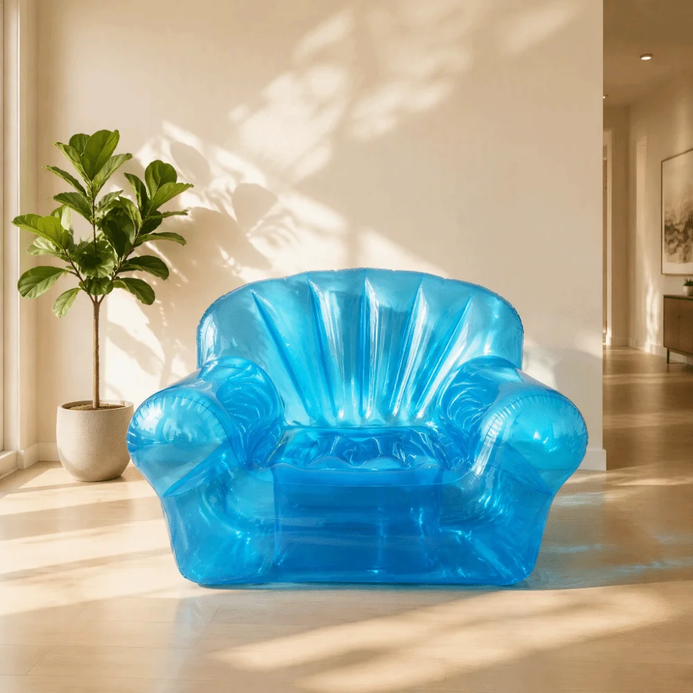Easy‑to‑inflated Transparent Inflatable Sofa Portable Thickened PVC Air Couch Lightweight Inflatable Couch Camping