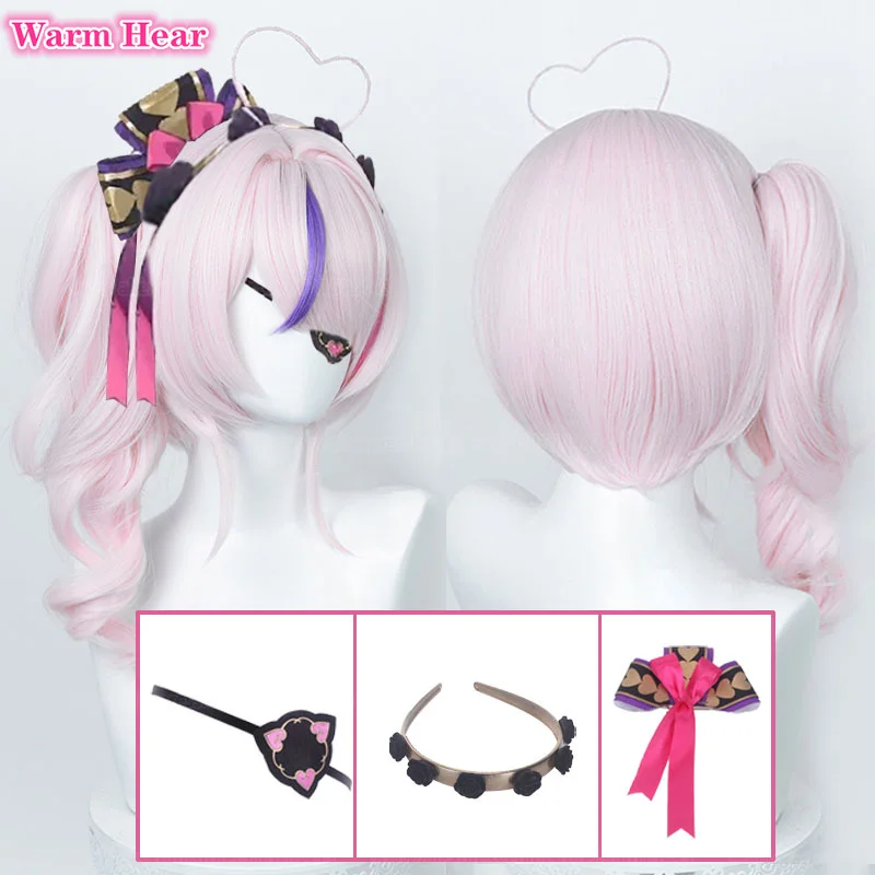 

Vtuber NIJISANJI EN ILUNA Maria Marionette Cosplay Wig Pink Ponytail Heat Resistant Synthetic Hair Halloween Wigs + Wig Cap