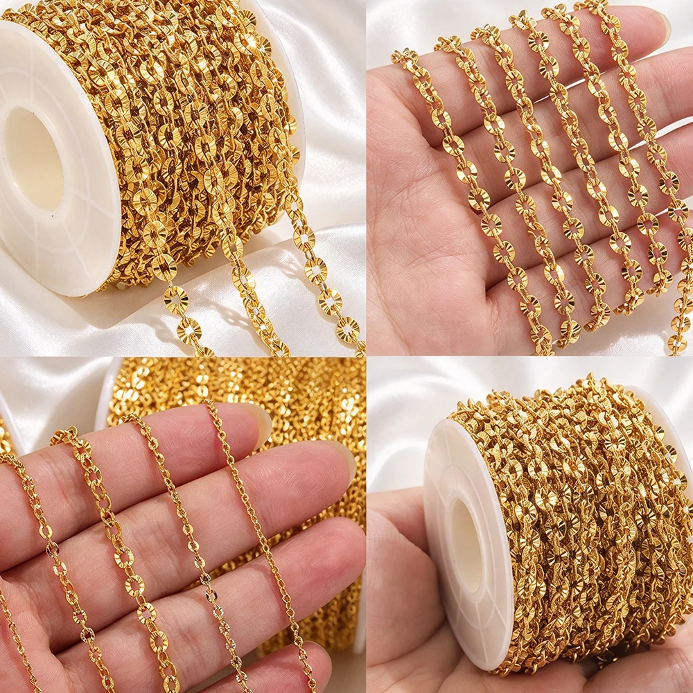 2M Lot Stainless Steel O Shape Oval Chain Cross Plated Gold For Jewelry Making DIY Necklace Bracelet Accessories Wholesale Bulk