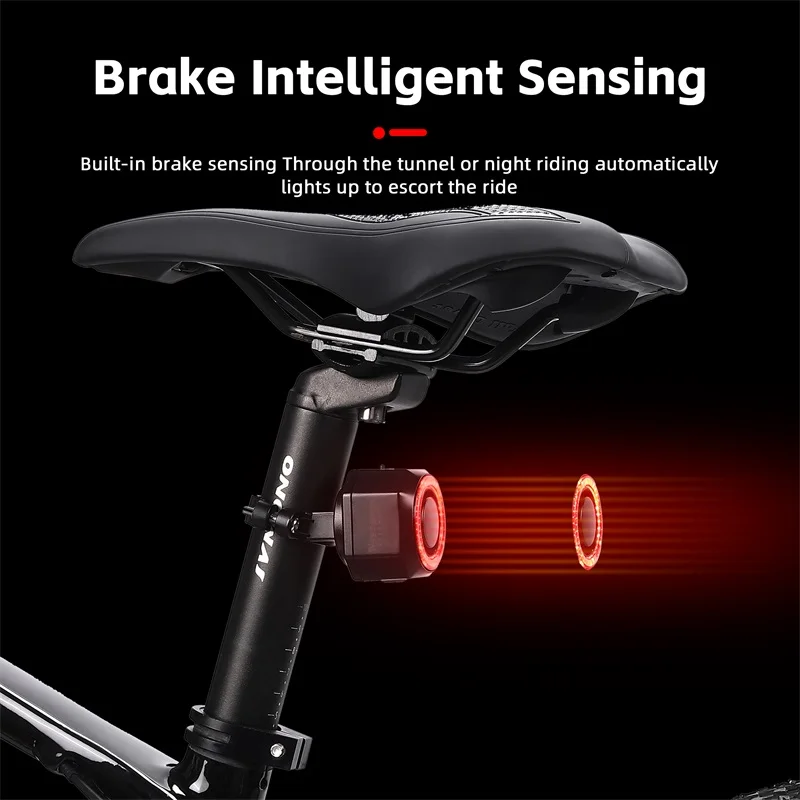 WEST BIKING Multifunctional Bicycle Rear Light Smart Auto-Start Brake Sensing Anti-Theft Alarm USB IP65 Taillight Remote Locking