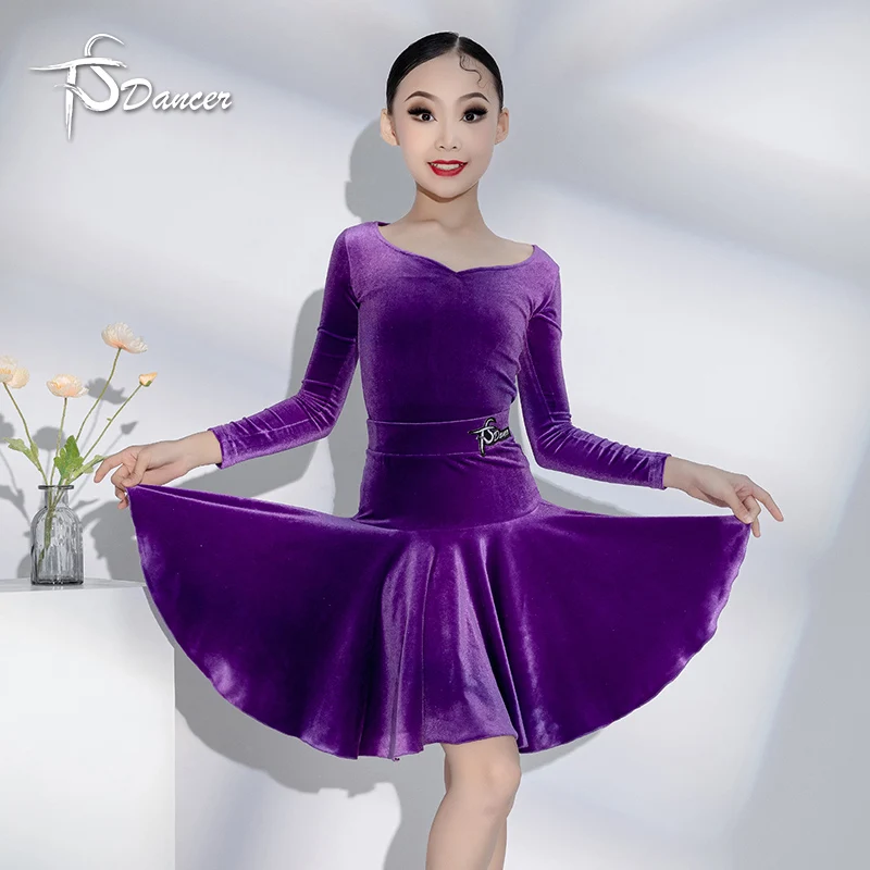 

Latin dance rules competition dress, girls' performance dress, autumn and winter long sleeved Latin dance dress, children's set
