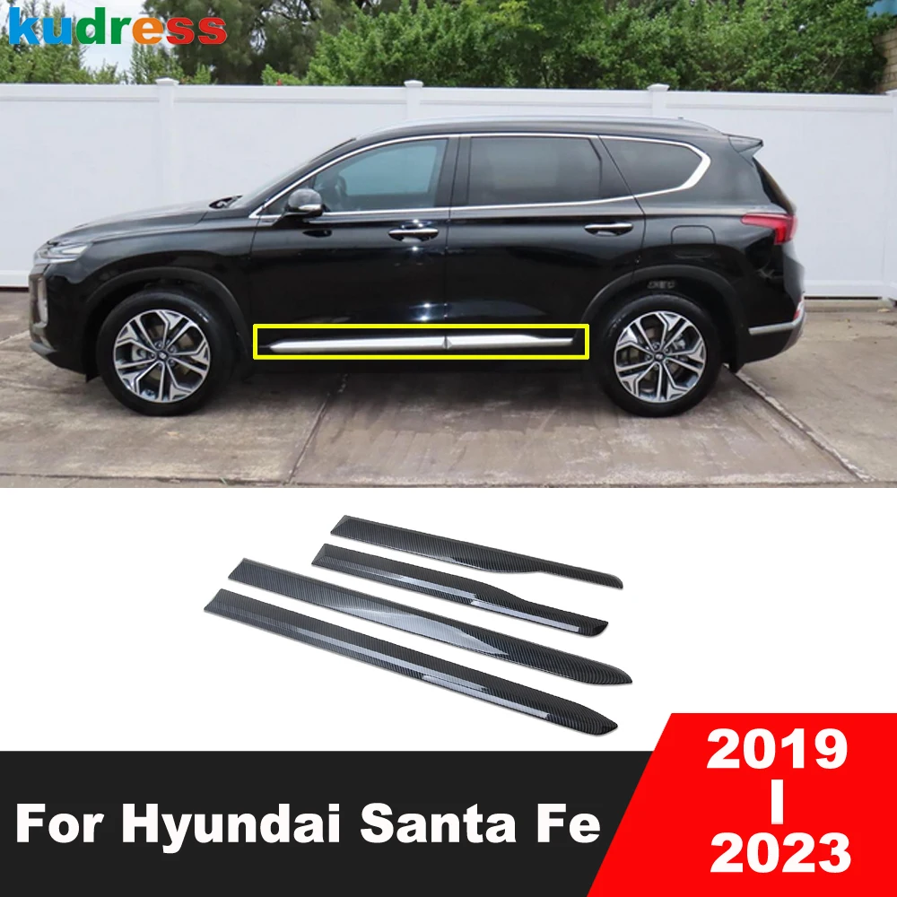 

Side Door Body Trim For Hyundai Santa Fe 2019 2020 2021 2022 2023 Carbon Fiber Car Door Line Panel Streamer Strip Accessories