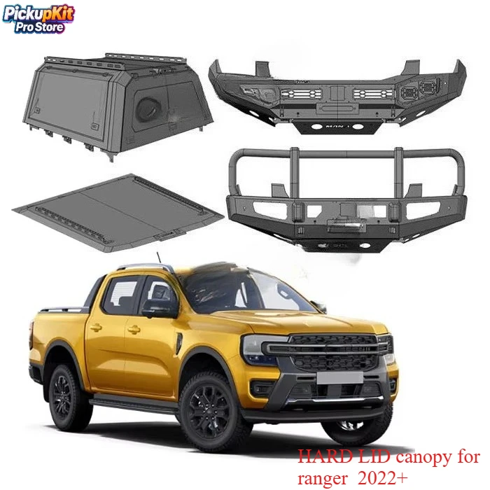 

4x4 Offroad Body Kit with HARD LID Canopy - 2022+ Ranger to F150 Raptor Style Bumper Grille Hood Set