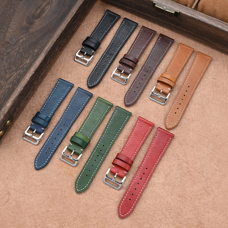 17 مللي متر 18 مللي متر 19 مللي متر 20 مللي متر 21 مللي متر 22 مللي متر جلد طبيعي حزام ساعة اليد الفرقة العالمي حزام الساعات الرجعية سوار الإفراج السريع بار معصمه