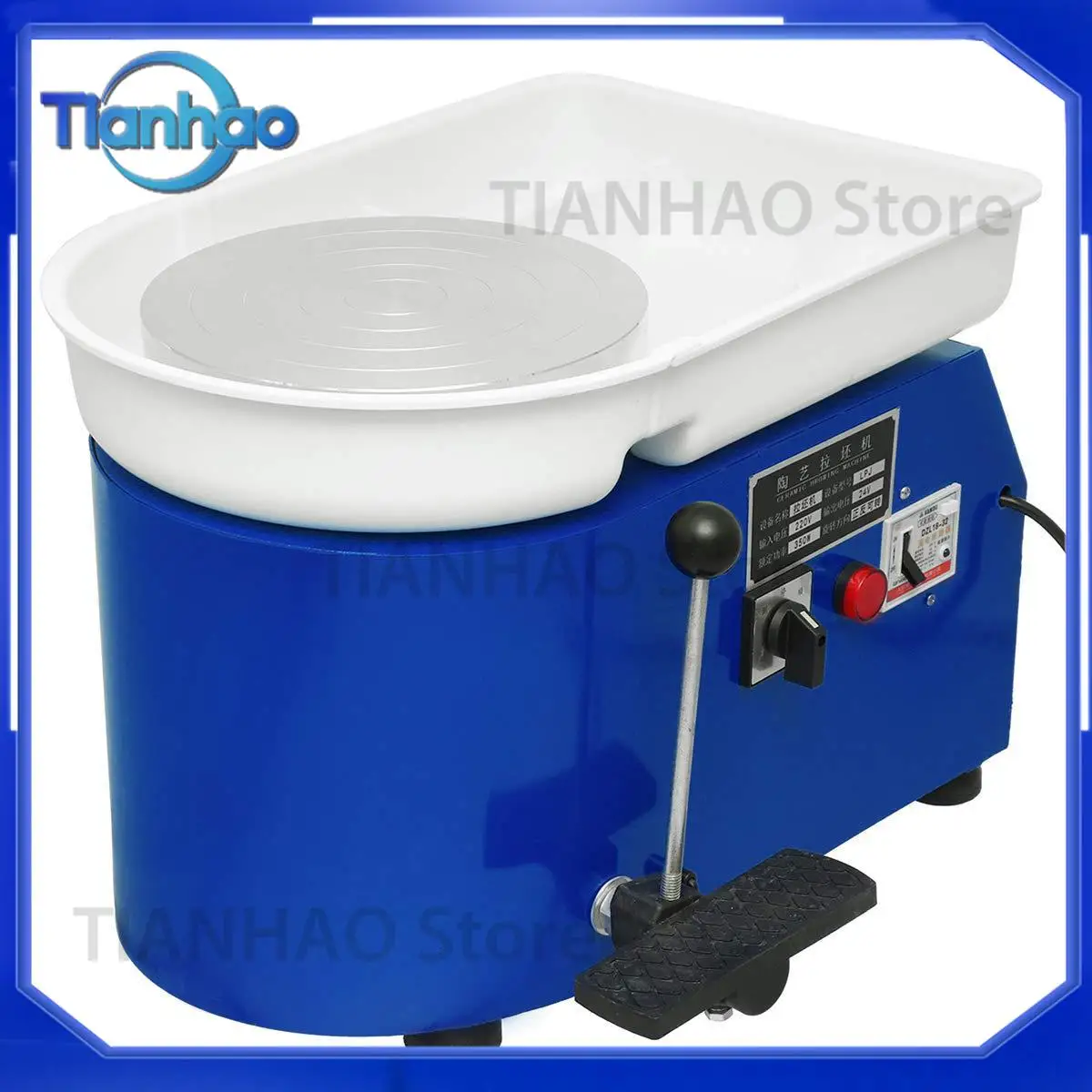 Pottery Forming Machine for Ceramic Work 220V 350W Electric Pottery Wheel DIY Clay Tool with Tray and Flexible Foot Pedal for