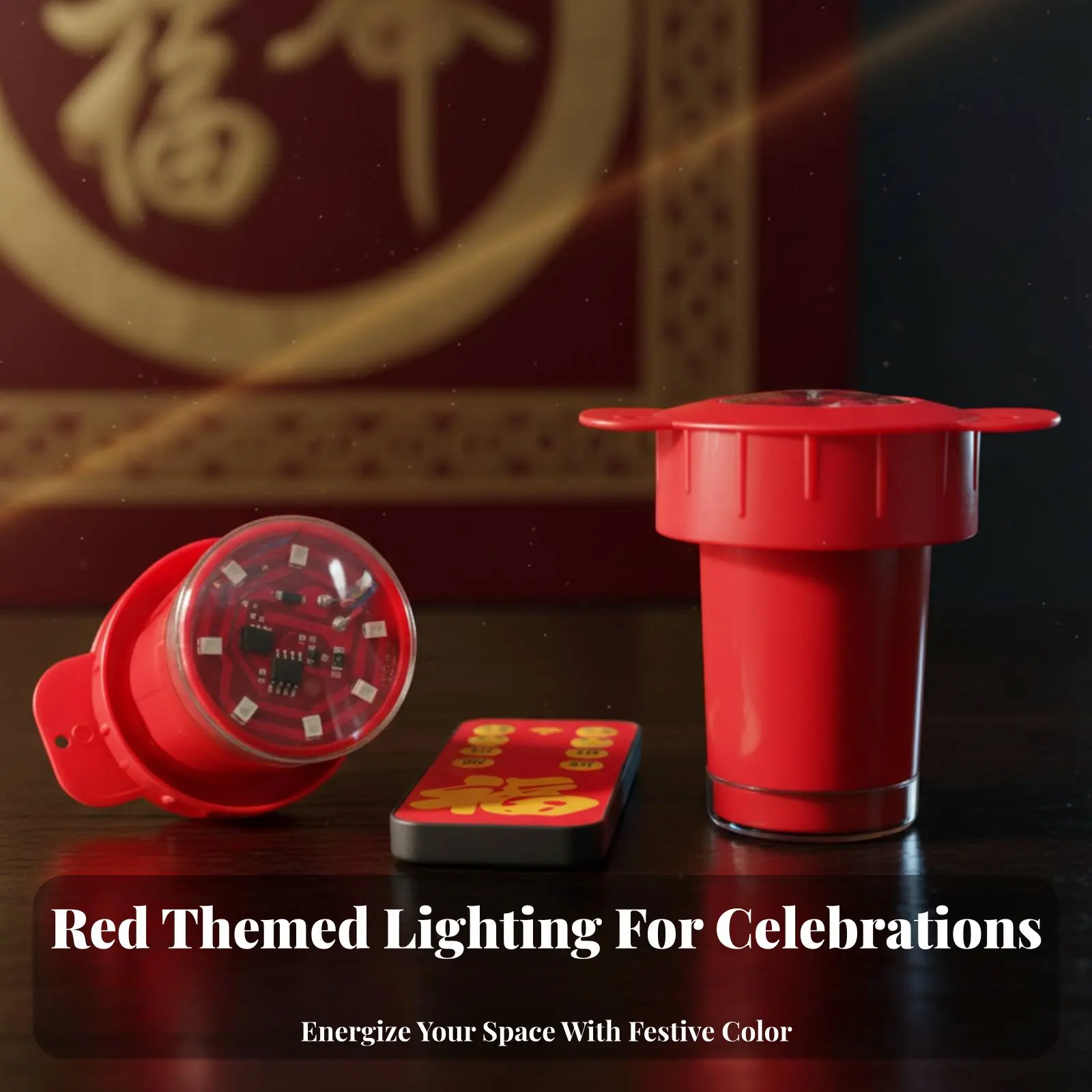 

Remote Control LED Lantern Light, Red Light, Plug-in/Battery, Holiday Decorative Accessory