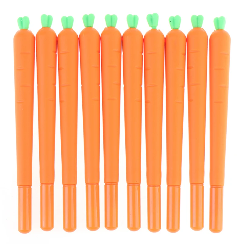 10pcs  0.5mm Gel Pen Black Ink Roller Marker Pen( Cute Carrot Styling) Cute Pens Cute Stationary Supplies Gel Ink Pen Wholesale