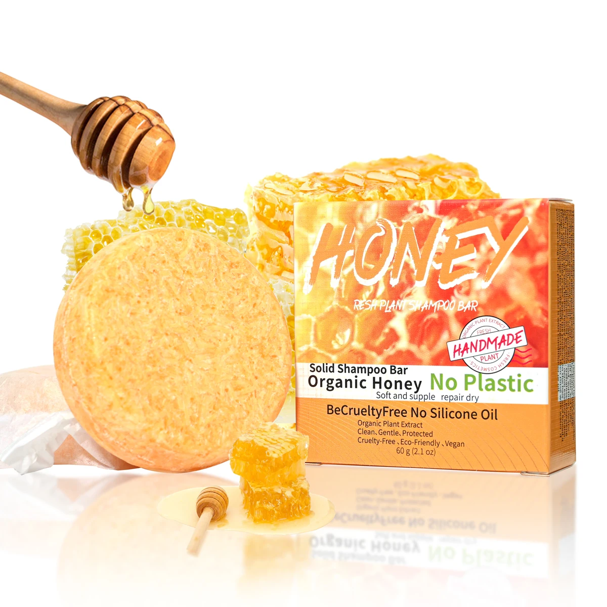 J+60g Soap Honey Solid Shampoo Bar Soap Natural Organic Vegan Glycerin Soap