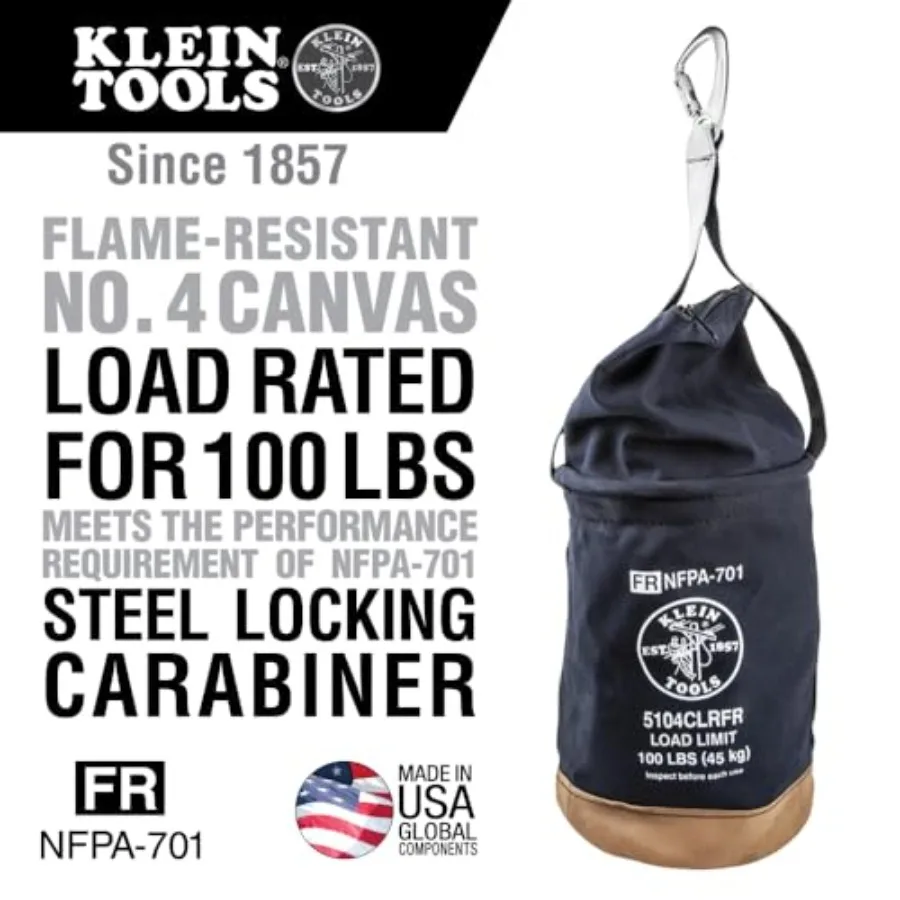 5104CLRFR Canvas Bucket, Flame-Resistant Tool Bucket, with Double-Reinforced Bottom, 100-Pound Load Rated