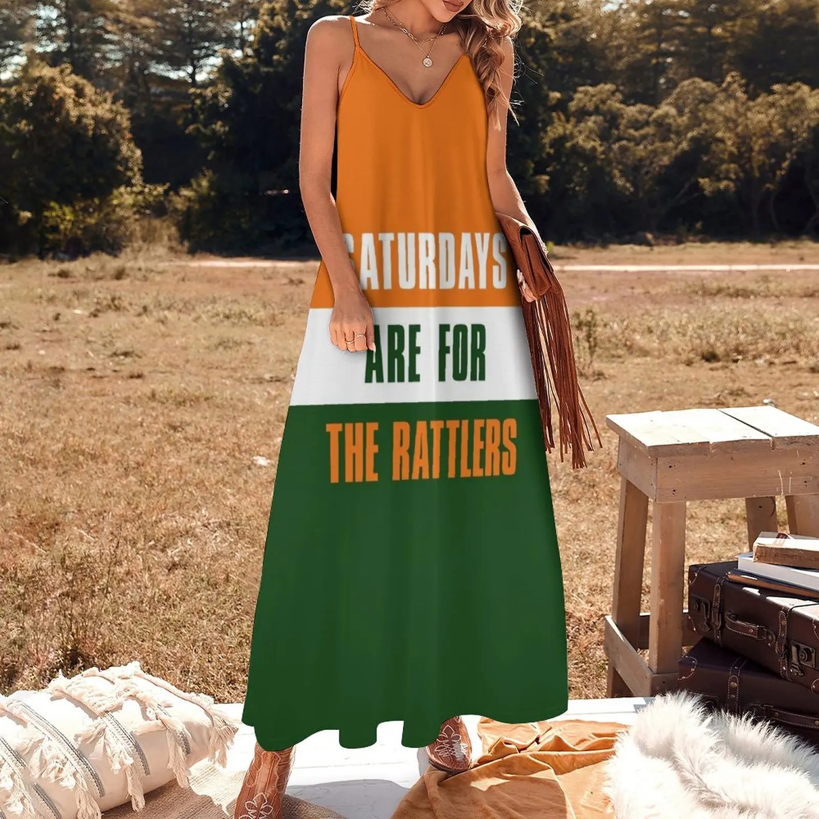 Saturdays are for The Rattlers, Florida A&M University Sleeveless Dress summer woman dress 2023 clothes for women