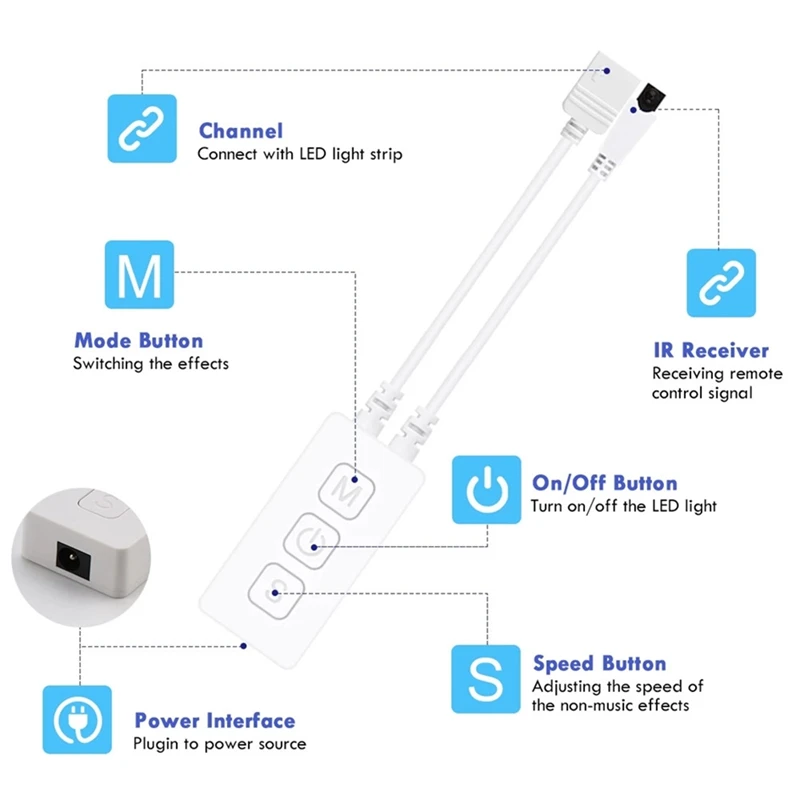 Bluetooth-Compatible LED Music Controller With IR Remote For WS2813 WS2815 LED Pixels Strip Light