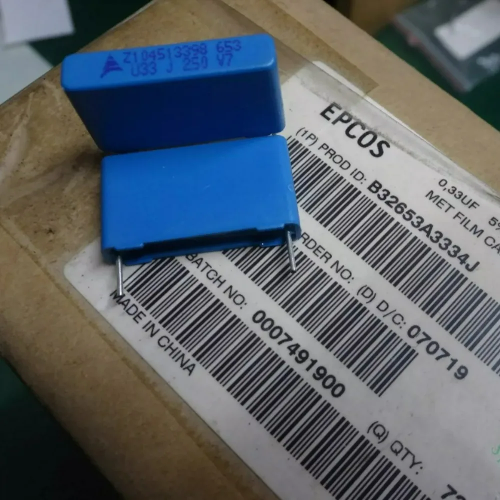 10pcs/lot EPCOS 0.33uf 250V 330nF U33 334 Brand New 22mm Film Capacitor B32653A3334J
