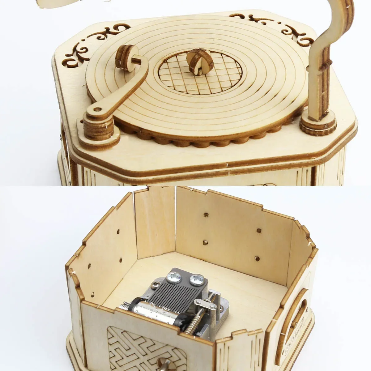 3D Wooden Gramophone Music Box Puzzles Kits for Teen Adults Construction Models Set Toys DIY Assembling Machnical Christmas Gift