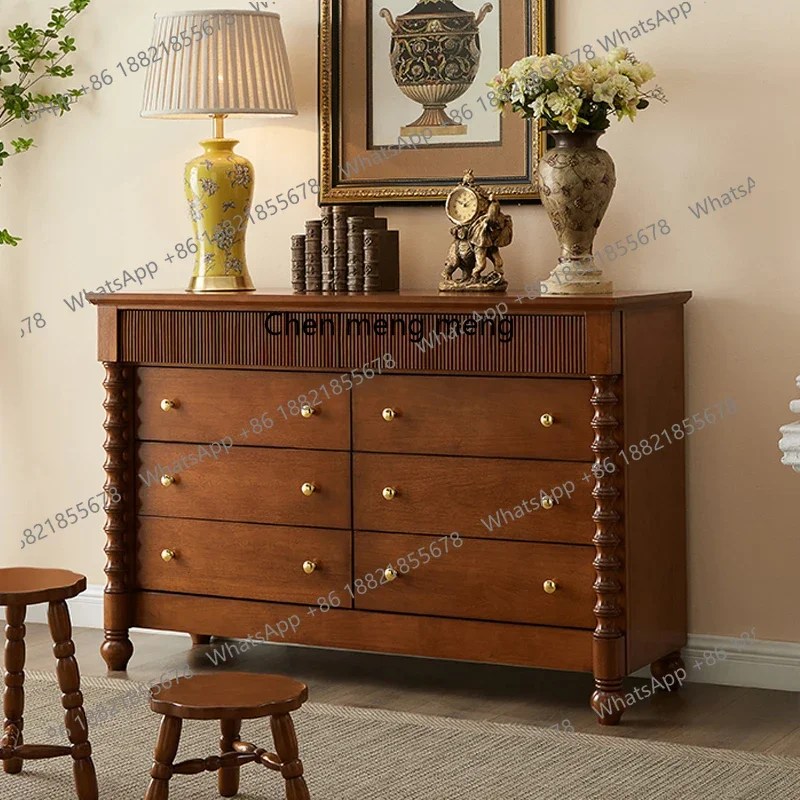 

French solid wood entrance entrance locker antique drawer retro bedroom TV cabinet H