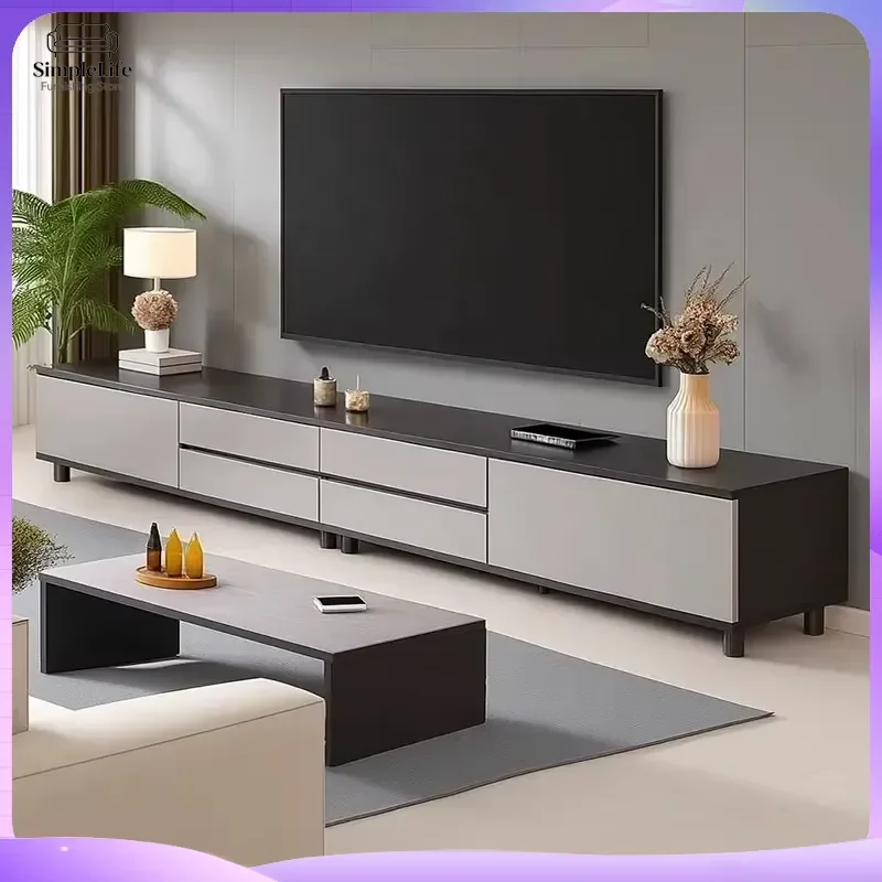 Modern Elegant TV Stand Coffee Table Set Melamine Wood Living Room TV Cabinet Wall Unit Home Furniture Storage Console Table