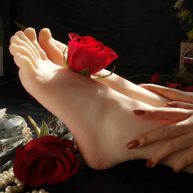 سيليكون أنثى قدم نموذج للقدم الوثن مسمار الفن ممارسة التصوير أحذية جورب عرض محاكاة عارضة أزياء Footjob