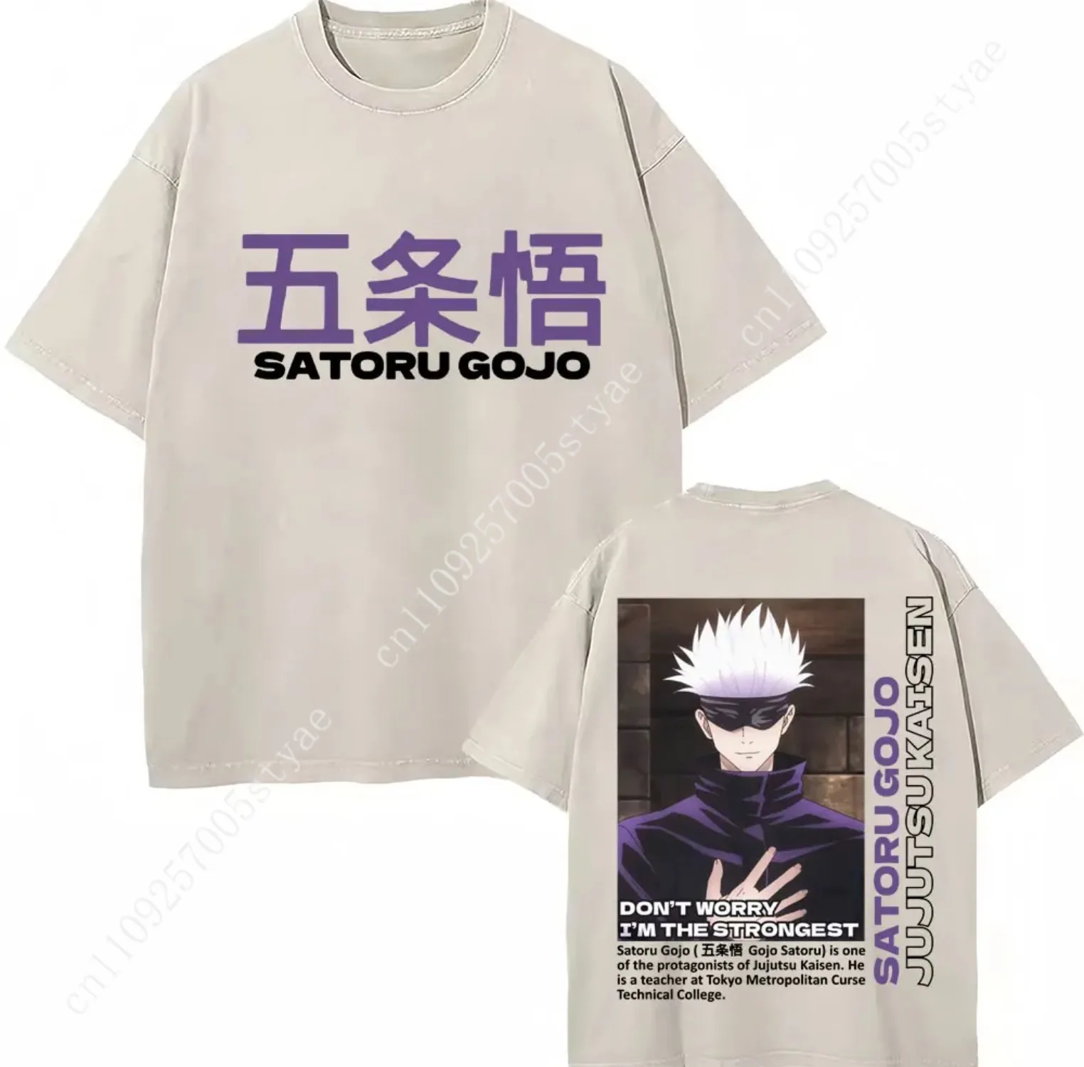 Japan Anime Jujutsu Kaisen Washed T Shirts Satoru Gojo Geto Suguru T-shirt Casual Cotton Oversized Harajuku T Shirt Fans Gifts view 3