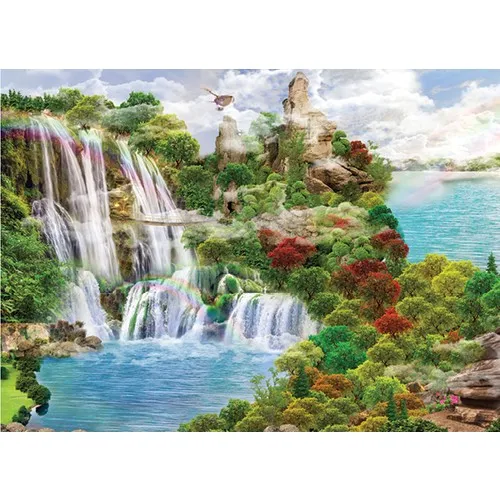 Blue Focus 1000 Piece Jigsaw Puzzle - Forest And Waterfall