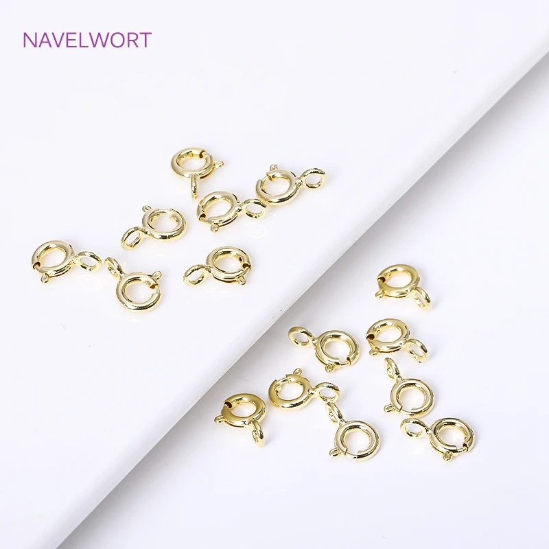 Wholesale 5/5.5/6/7mm 18K Gold Plated Brass Round Claw Spring Clasp For Bracelet,Clasp For Jewelry Making,DIY Jewelry Material