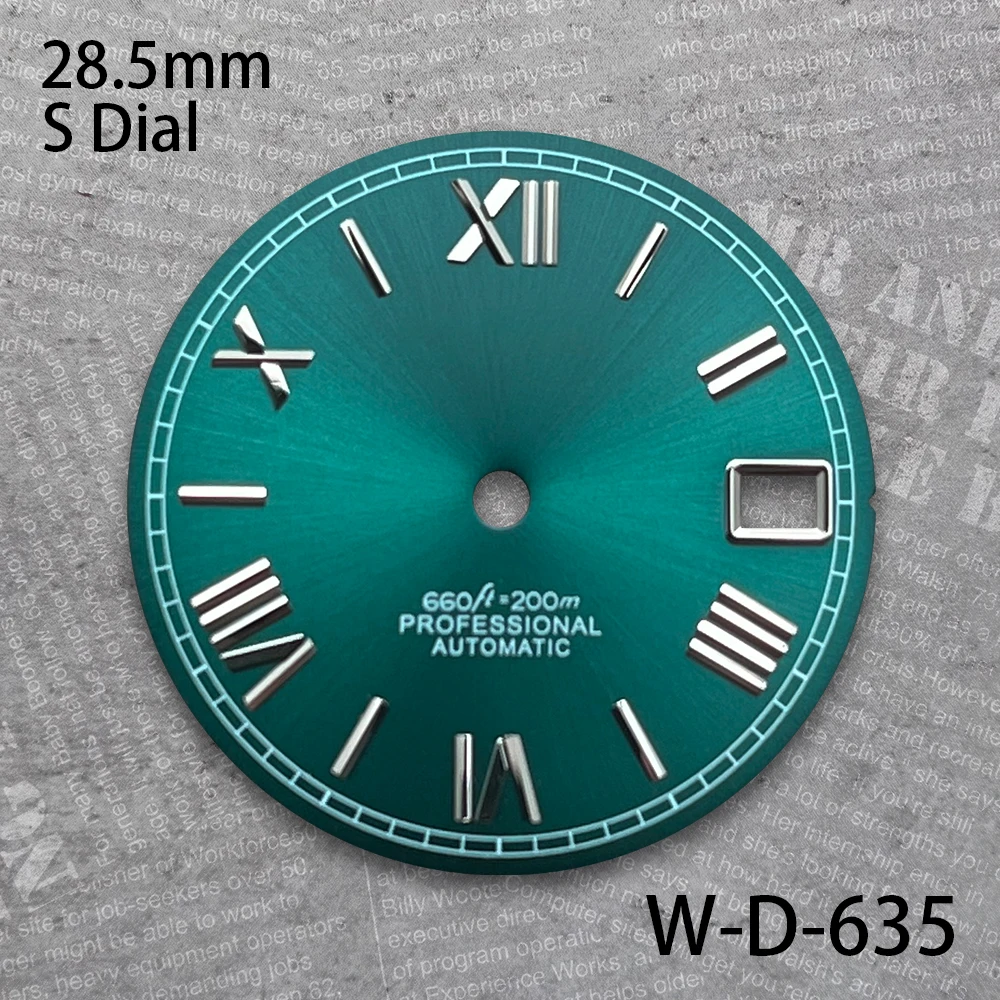 Mostrador com logotipo roma s de 28.5mm, adequado para movimento japonês nh35/nh36/4r/7s, acessórios de modificação de relógio sunburst de alta qualidade