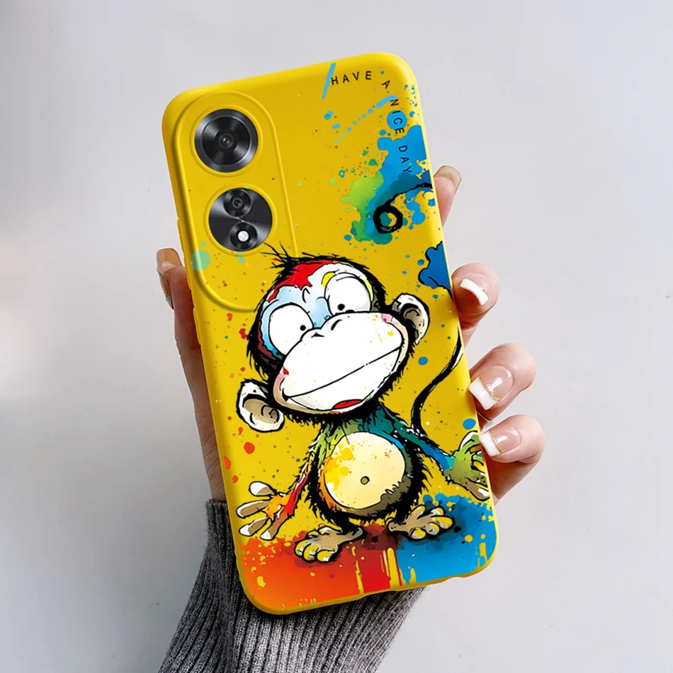 For Oppo A60 CPH2631 Case Cute Bear Cartoon Frog Painted Shockproof Soft Back Cover for Oppo A60 OppoA60 A 60 4G Silicone Bumper