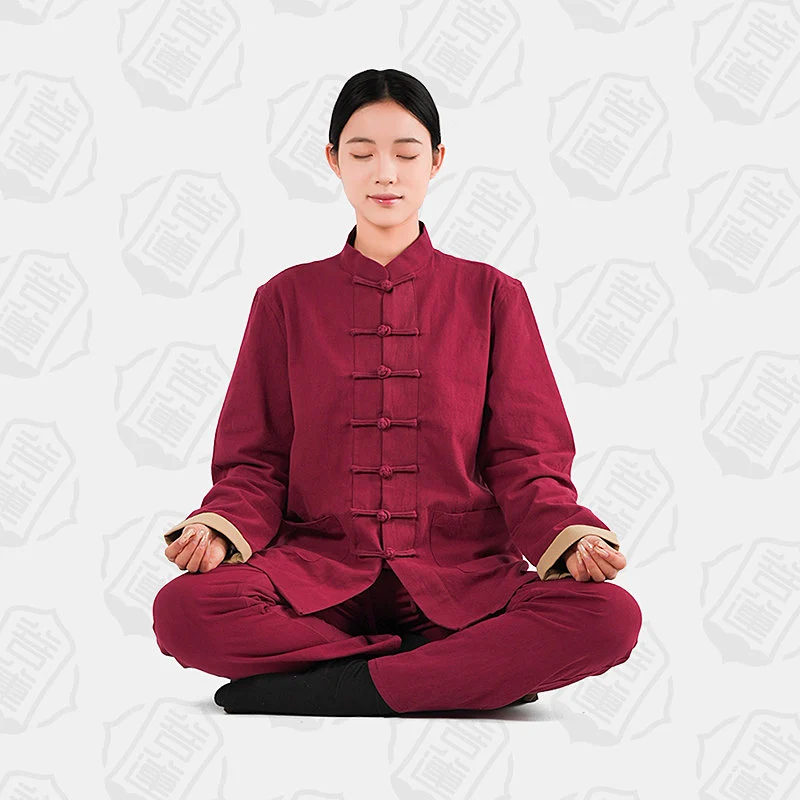 Laity Clothing - Unisex Spring/Autumn Cotton Linen Chinese Style Tang Suit - Thick Meditation/Zen Practice Set for Sitting & Dhy