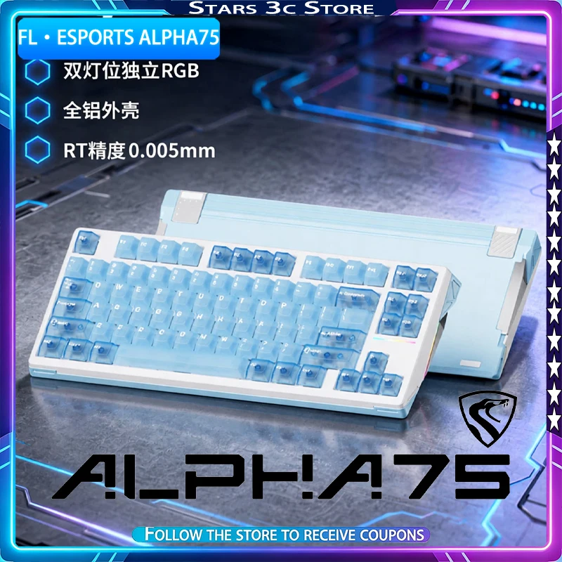 FL·ESPORTS Alpha75 Magnetic Axis Keyboard Aluminum Alloy Dual Light-transmitting Positions 8k Low Latency Gaming Keyboard