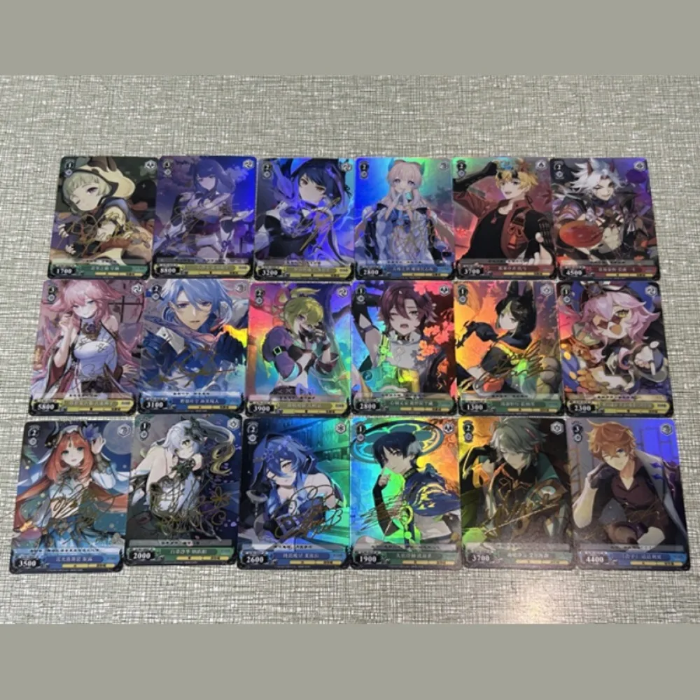 DIY Self Made Genshin Impact Ganyu Kamisato Ayaka Nilou Flash Card Anime Peripheral Game Collection Card Holiday Gift