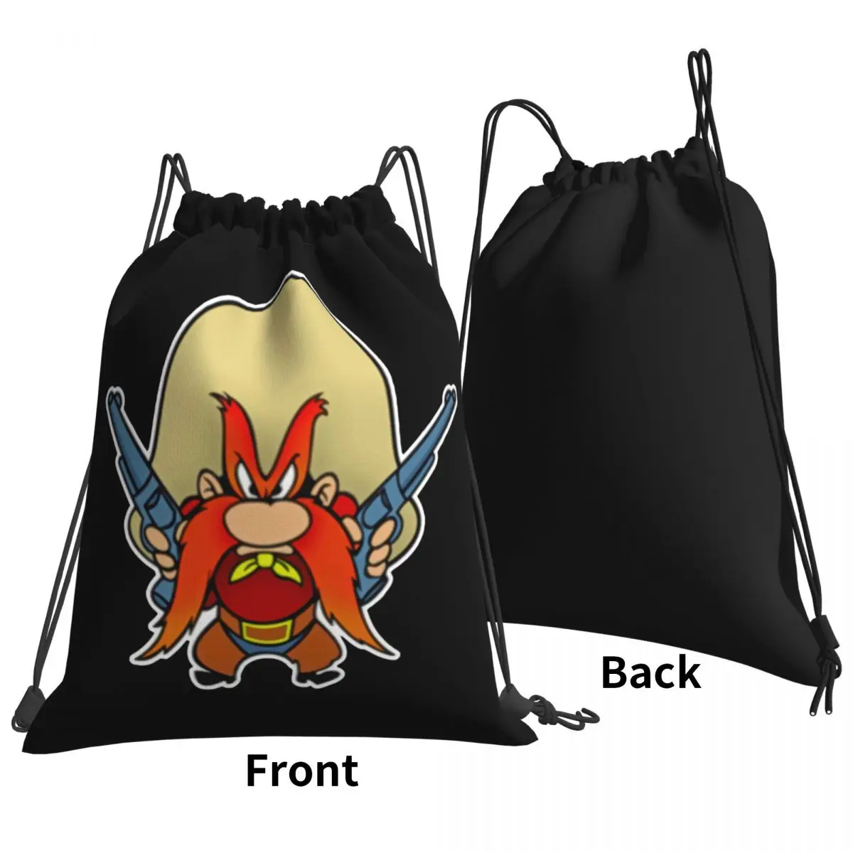 Yosemite Sam Cowboy 49Er Pistol Shooting Revolvers Cartoon Wild We Drawstring Bags Gym Bag Foldable Clothes Backpacks