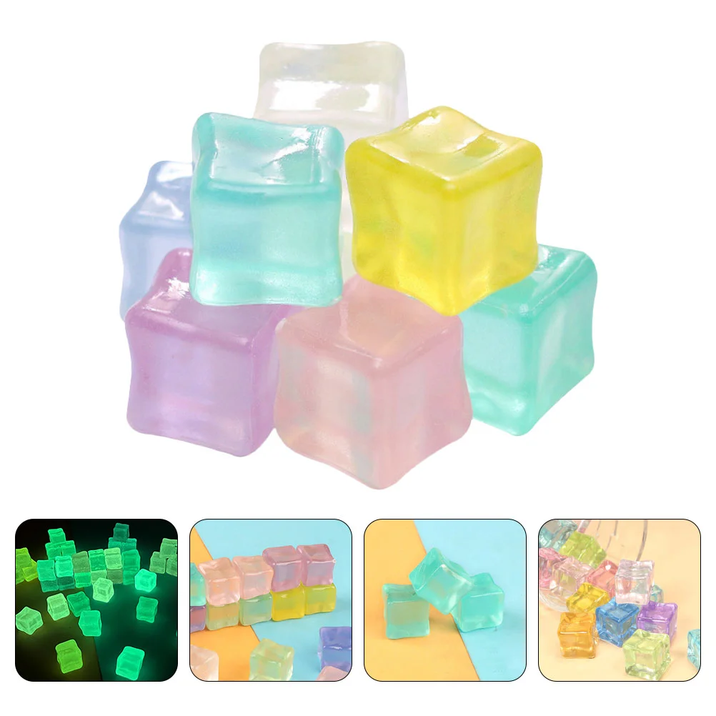 

50pcs Luminous Fake Ice Cubes Resin Ice Cubes Irregular Fake Ice Photography Props artificial fake ice