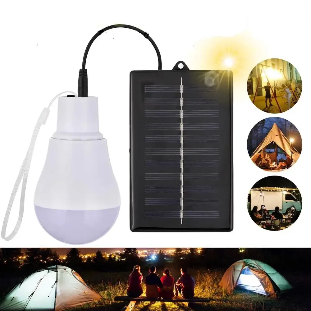 Outdoor Camping Led Lights Gloeilamp Zonnepaneel Aangedreven Hoge Helderheid Tent Lamp Voor Buiten Indoor