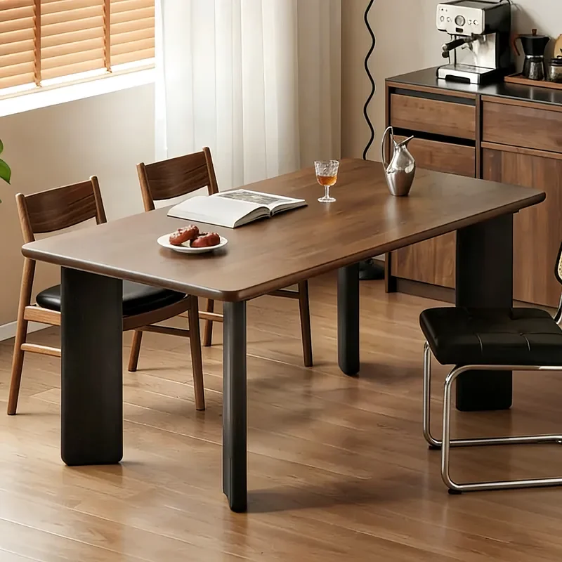  Solid Wood Rectangular Dining Table Set Retro Light Luxury Medium Antique Large Board Long Table  Living Room