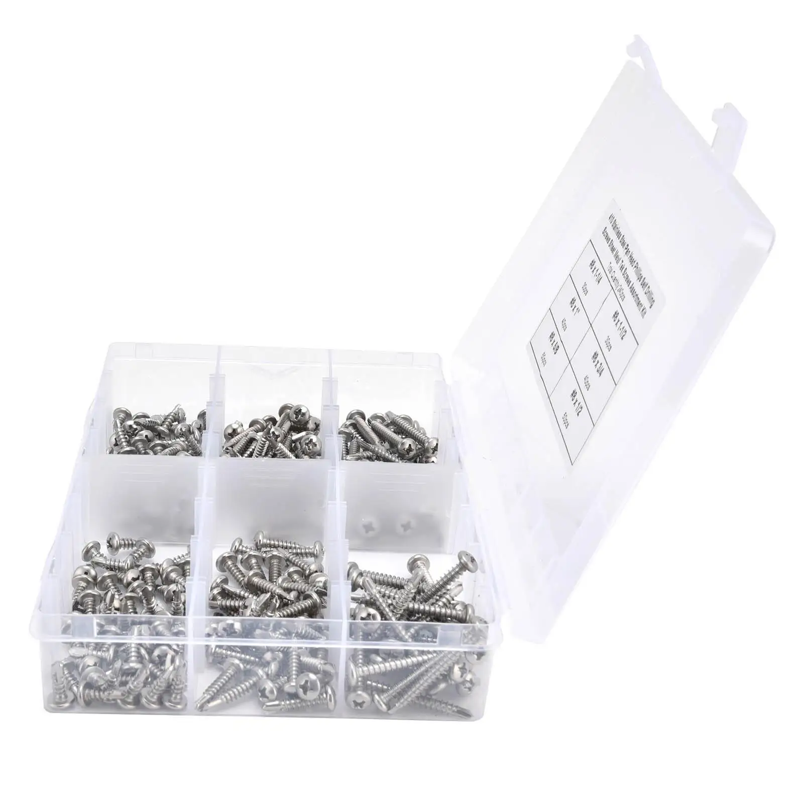 240Pcs #8 Pan Self-Drilling Stainless Steel Screws Industrial Fastener Kit